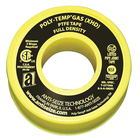 Gas Line Sealant Tape,1/2 x 520 In