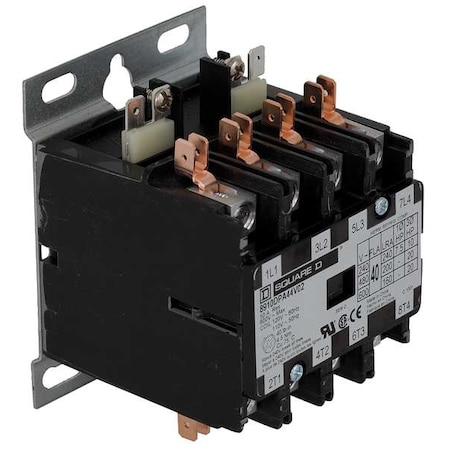 Definite Purpose Magnetic Contactor, 277V AC, 4 P, Non-Reversing, 3 Phase, Box Lug & Quick Connect