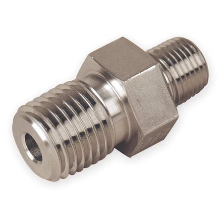 Hex Nipple, 1/2 in x 1/4 in Male NPT, 316 Stainless Steel, 1.7 in Length