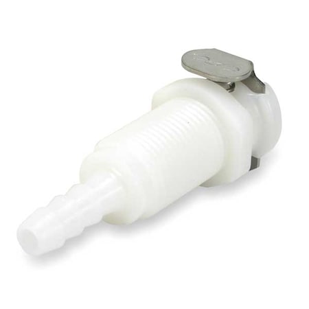Panel Mount Coupler, Acetal, Barbed, 3/16"