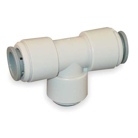 Push-Fit Tee Fitting, 3/8 in x 3/8 in x 1/4 in Tube Size, Acetal, Gray, 10 PK