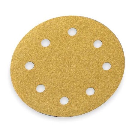 Hook-and-Loop Sanding Disc, 5" Dia, 8 Hole, Aluminum Oxide, P60 Grit, Coated Type, A296