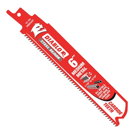 Reciprocating Saw Blade, 6 in L x 10 TPI