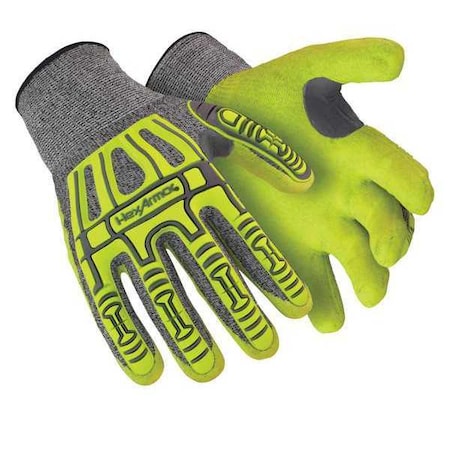 Hi-Vis Cut-Resistant Impact Coated Gloves, Cut Level A4 ,Nitrile ,Sandy ,S 1 PR