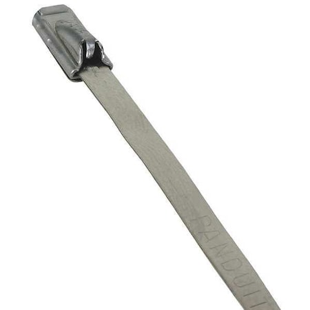 Cable Tie, 14-1/2 in L, 4 in Max Bundle Dia., Silver, 304 Stainless steel, 450 lb Strength, 50 PK