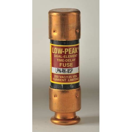 UL Class Fuse, RK1 Class, Time-Delay, 8A, 250V AC, Non-Indicating