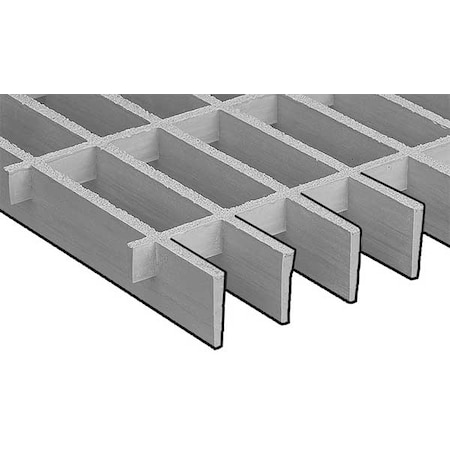 Fiberglass Moltruded Grating, 36 in Span, Grit-Top Surface, Corvex Resin, Light Gray