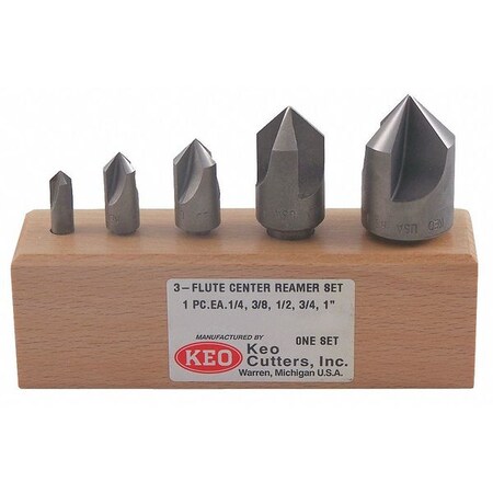 100 deg 3 Flute 5 piece Center Reamer Set HSS