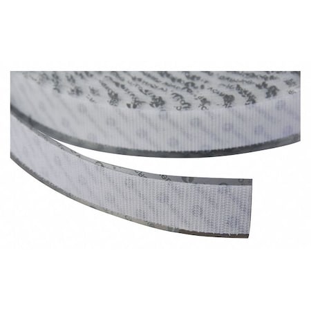 Reclosable Fastener, Acrylic Adhesive, 75 ft, 1/2 in W, White