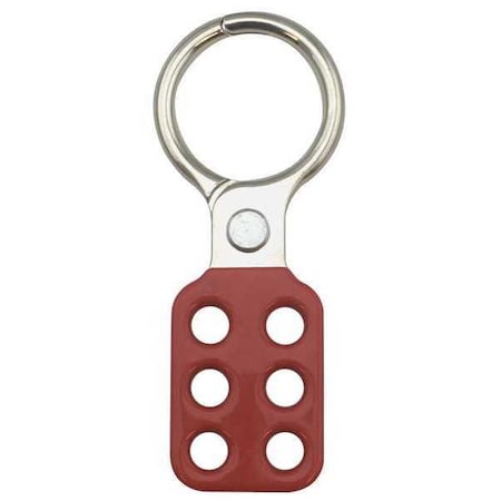Lockout Hasp, Red, Aluminum, 6 Max. No. of Padlocks, 3/8 in Max. Shackle Dia.
