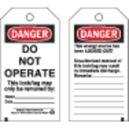 Danger Tag,5-1/2 x 3 In,Hd Polyest,PK25, 65502