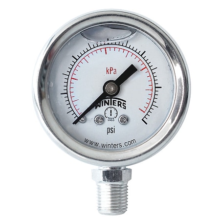 Industrial Pressure Gauge, 0 to 3,000 psi, 1 1/2 in Dial, 1/8 in NPT, Bottom Location