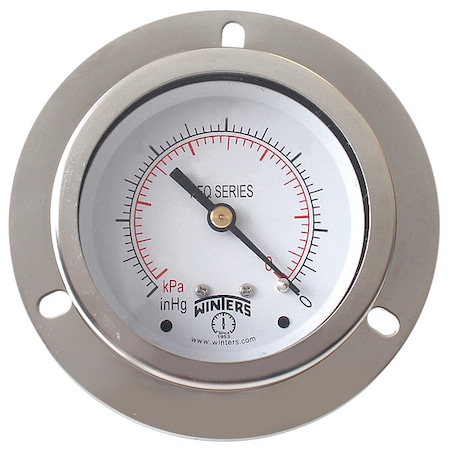 Panel-Mount Pressure Gauge, 0 to 160 psi, 2 1/2 in Dial, 1/4 in NPT, Center Back Location