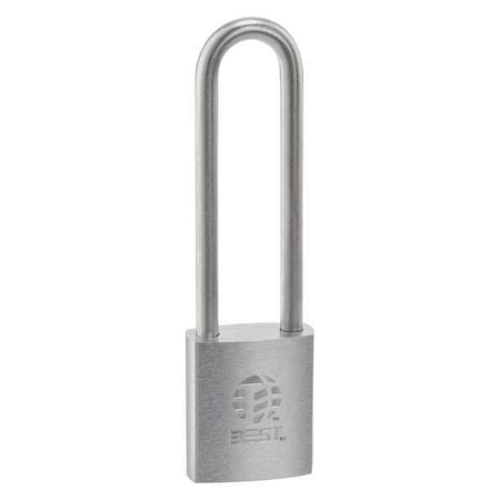 Keyed Padlock, Coreless, Long Shackle, Rectangular Brass Body, Stainless Steel Shackle, 7/8 in W