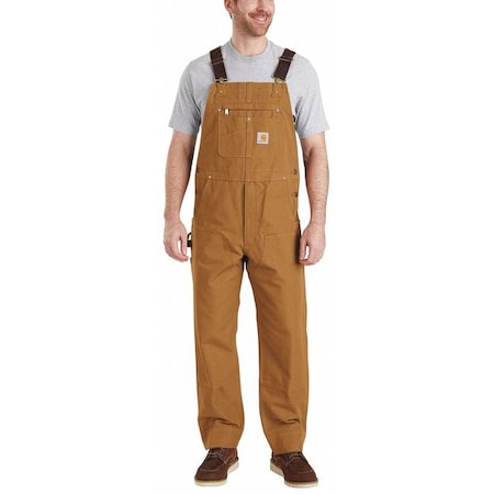 102776 Bib Overalls, Cotton, 12 oz Fabric Weight, 34 in Inseam, Brown, 34 x 28