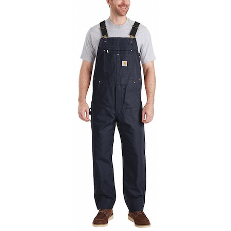 102776 Bib Overalls, Cotton, 12 oz Fabric Weight, 32 in Inseam, Navy, 32 x 32