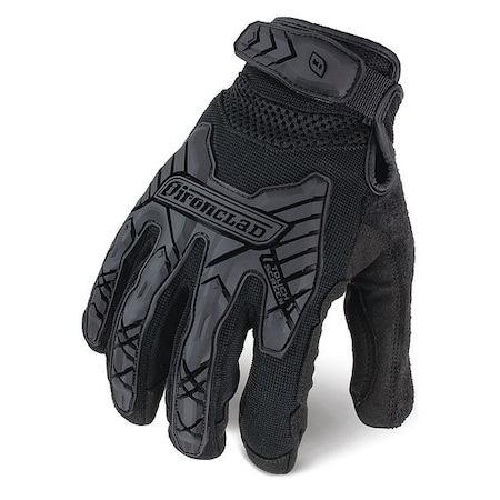 Tactical Touchscreen Glove, Nylon Palm, 9" Length, Hook-and-Loop Cuff, Full Finger, Black, Size 3XL