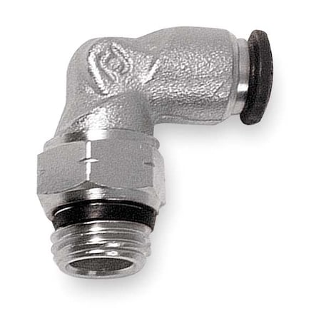 Push-Fit Elbow Fitting, Push-to-Connect x Universal, 5mm Tube OD, 1/8 in Pipe Size, Metal, 5 PK