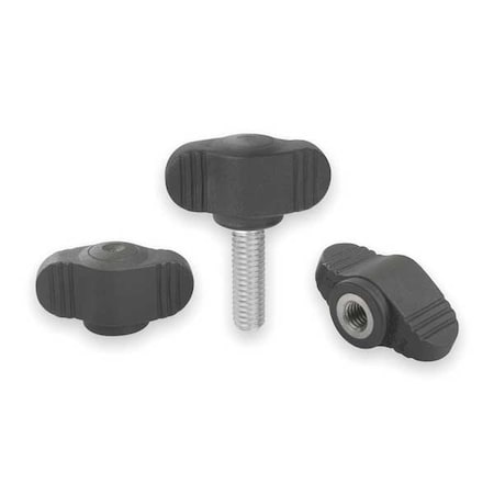 Wing Grip, Mini, D=M06X20 A=28, H=15, Form: L, Plastic Black, Comp: Stainless Steel 1.4305