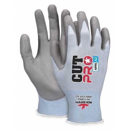 Cut-Resistant Coated Gloves, Cut Level A2 ,Dipped ,Polyurethane ,Smooth ,L 12 PK