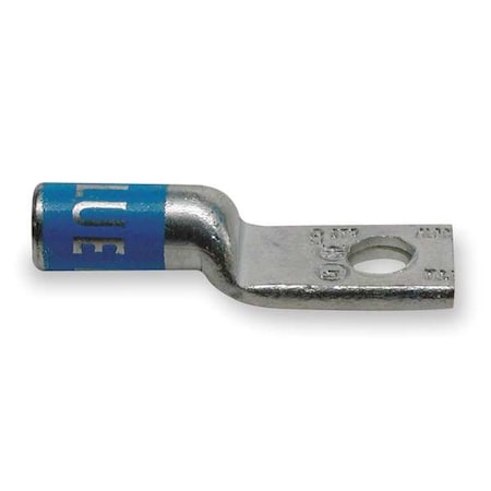 One-Hole Compression Lug, 6 AWG Max, #10 Stud, Long Barrel, Aluminum, Gray