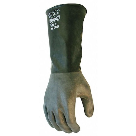 874R Chemical Resistant Gloves, Butyl, 14 in L, 14 mil, Black, 11, 1 PR