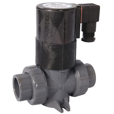 Solenoid Valve, 2-Way, 2-Position, Normally Closed, 1 in Pipe Size, 120V AC, Inline Single, CPVC