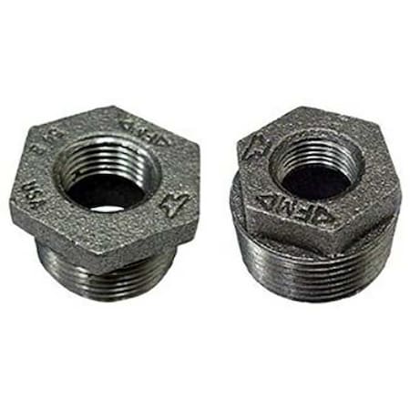 Hex Bushing Hex Bushing, 1" x 3/4" Pipe, FNPT x MNPT, Malleable Iron, Class 150