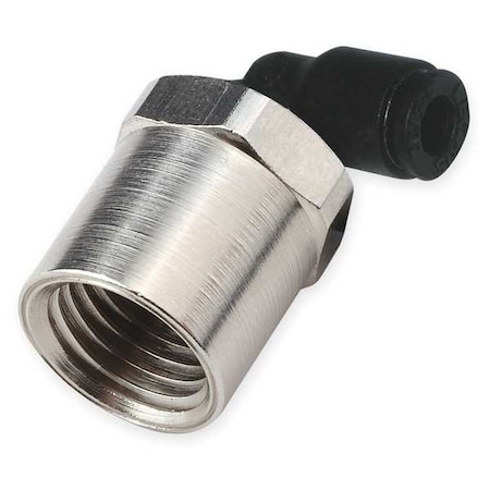 Push-Fit Elbow Fitting, 3/8 in Tube Size, Fiberglass-Reinforced Nylon, Black, 10 PK