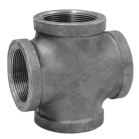 Cross Cross, 1/4" Pipe, FNPT, Malleable Iron, Class 150