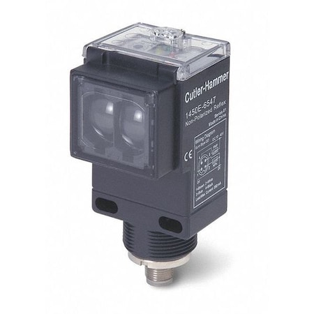 Retroreflective Photoelectric Sensor, Bare Wire, Right Angle, Rectangular, Selectable Light On/Dark On, NPN and PNP