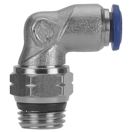 Push-Fit Elbow Fitting, Push-to-Connect x Universal, 3/8 in Tube OD, 1/8 in Pipe Size, Metal, 5 PK