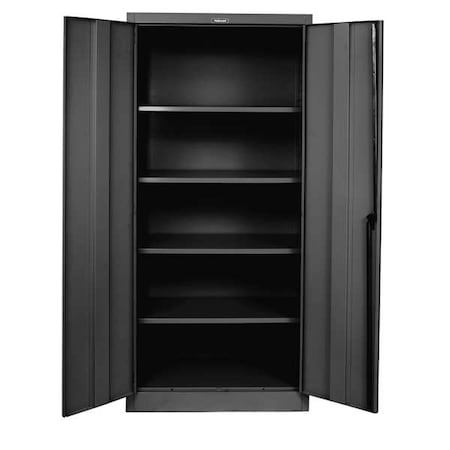 Shelving Storage Cabinet, 78 in H, 36 in W, 24 in D, Swing, Keyed, Black, 4 Shelves, 0 Drawers