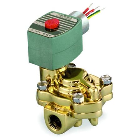 Solenoid Valve, 2-Way, 2-Position, Normally Closed, 3/8 in Pipe Size, 120V AC, Slow-Closing, Brass