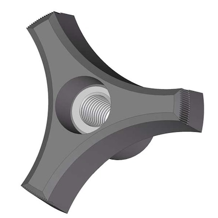 Three Prong Knob, 1/4-20 Thread Size, 1.125"L, Steel
