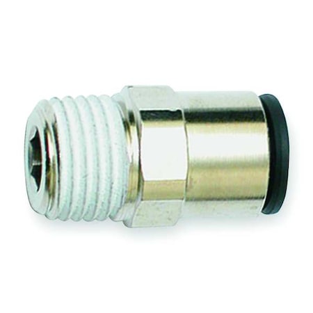 Nylon Male Connector, Push-to-Connect x MNPT, For 1/4 in Tube OD x 1/8 in Pipe Size, Black, 10 PK