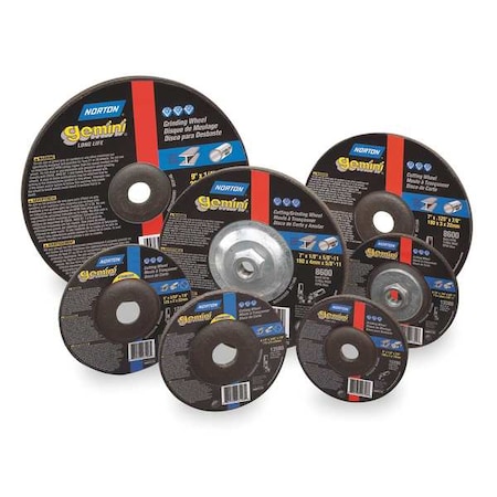 Depressed Center Grinding Wheel, Type 27, 6 in Dia, 0.25 in Thick, 7/8 in Arbor Hole Size, 24 Grit