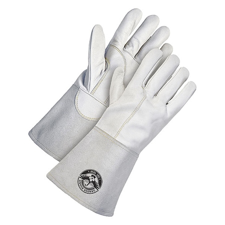 60-1-1720 Welding Gloves, Gauntlet Cuff, Wing Thumb, Premium Goatskin, M, 1 PR