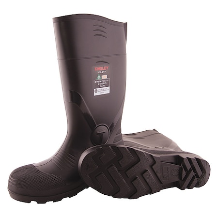 Unisex Pilot G2 Tall Rubber Boots, Steel Toe, 17 in Height, Black, M10/W12