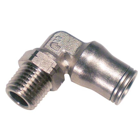 Push-Fit Elbow Fitting, 6mm Tube Size, Brass, Silver