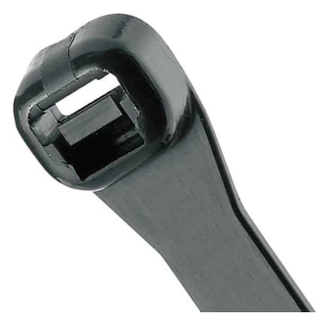 Cable Tie, 6-1/2 in L, 1-1/2 in Max Bundle Dia., Black, Nylon 6/6, 40 lb Strength, 100 PK