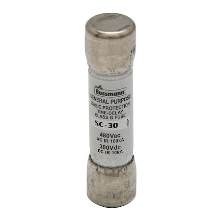 UL Class Fuse, G Class, Time-Delay, 30A, 480V AC, Non-Indicating