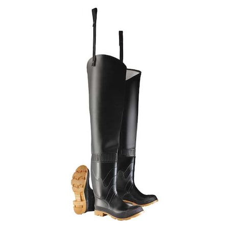 Hip Wader, PVC Upper, PVC Outsole, Steel Toe, 16 in Boot Height, Defined Heel Heel, Size 10 D