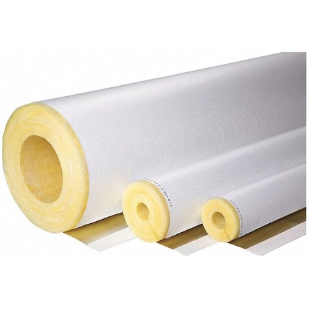 Pipe Insulation, 5/8" OD, 3 ft. L, Fiberglass, 1 in Wall