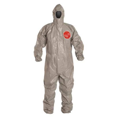 Chemical Resistant Coveralls, Hooded Coverall, 3XL, Tychem(R) 6000, Elastic Wrist, Elastic Ankle