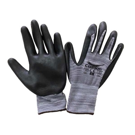 Coated Gloves, Nitrile, Sandy, Palm, 3 Abrasion Level, Black/White, 2XS (5) 1 PR