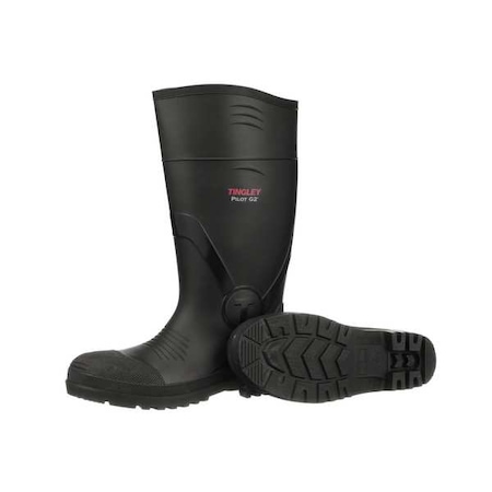 Men's Pilot G2 Tall Rubber Boots, Plain Toe, 15 in Height, Black, 8