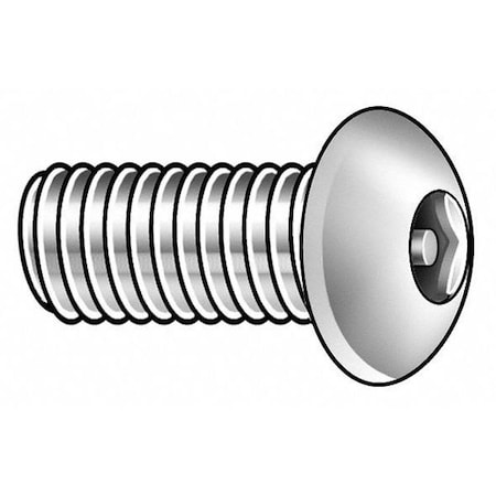 #8-32 x 1/2 in Hex Button Tamper Resistant Screw, Plain Finish, 18-8 Stainless Steel, 25 PK