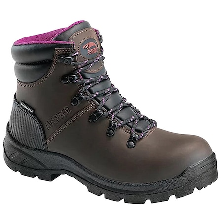 Women's 6-Inch Work Boot, 8 1/2 W, Steel Toe, 6 in H, Brown, A8125
