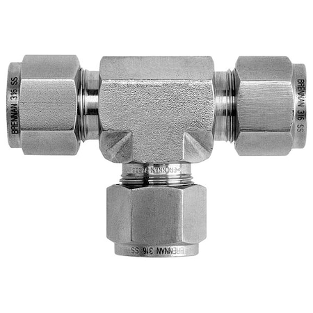 Tee, SS, Comp 3/8", Comp 3/8", Comp 1/4"